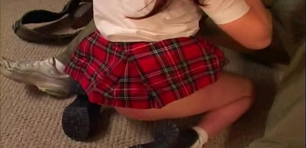  Schoolgirl uniformed babe gets cock in her ass
